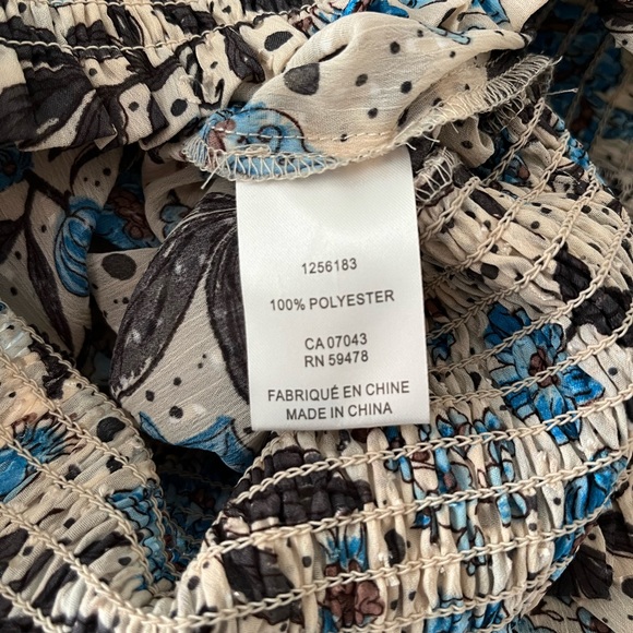 NWOT JOIE cream/blue floral smocked peasant blouse size XS new without tags - Picture 10 of 12